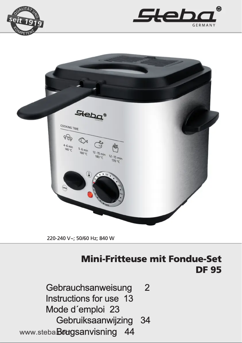 First page image of the manual for DF 95