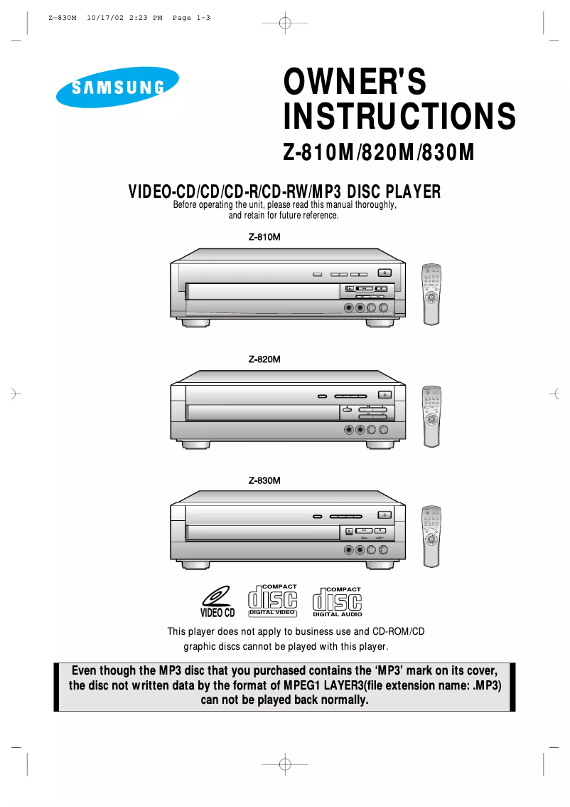 First page image of the manual for Z-830