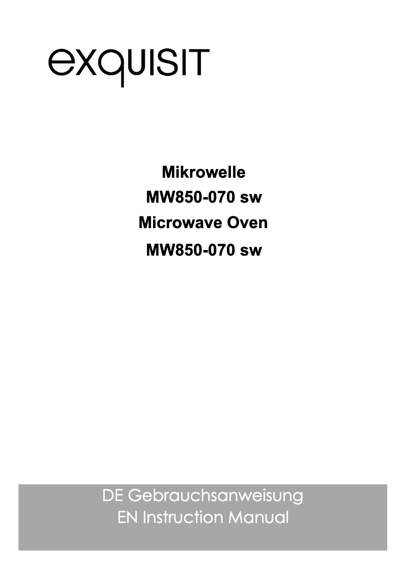 Page 1 of the manual User Manual Exquisit MW850-070