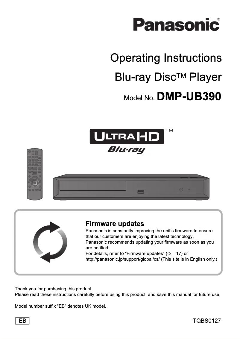 Page 1 of the manual User Manual Panasonic DMP-UB390