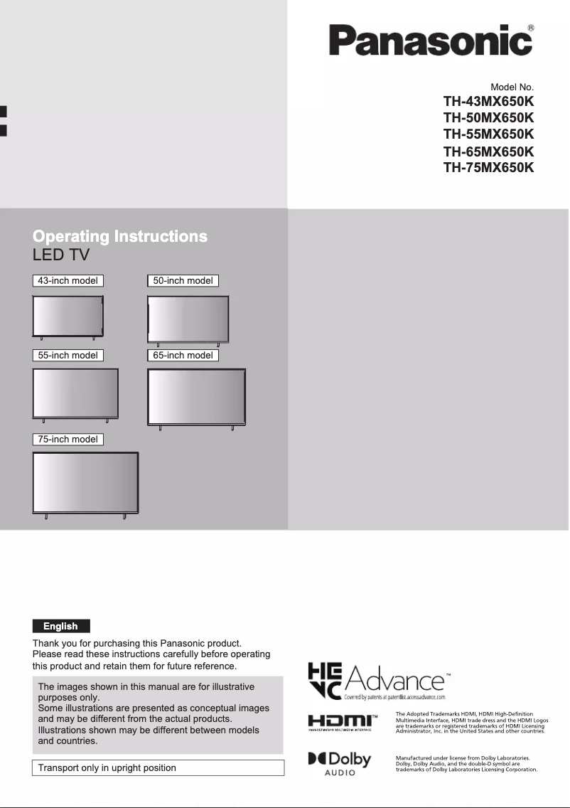 Page 1 of the manual User Manual Panasonic TH-55MX650K
