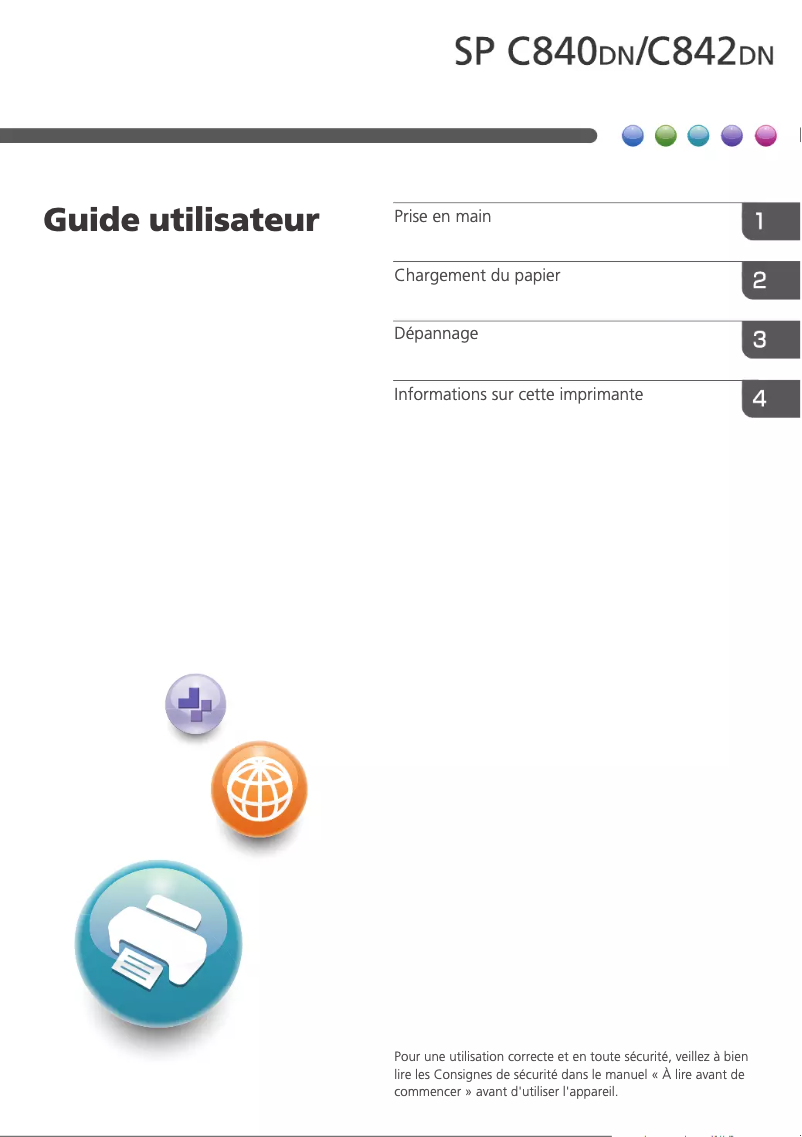 First page image of the manual for SP C842DN