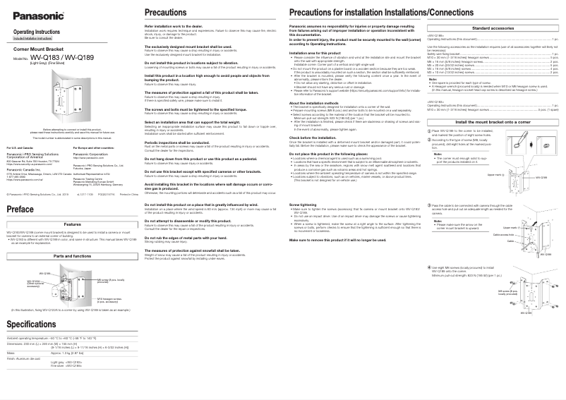 First page image of the manual for WV-Q189