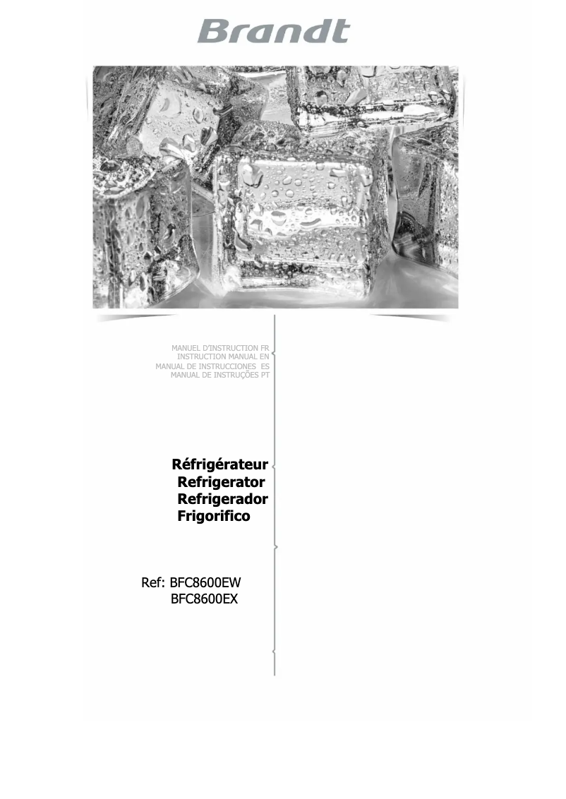 First page image of the manual for BFC8600EW