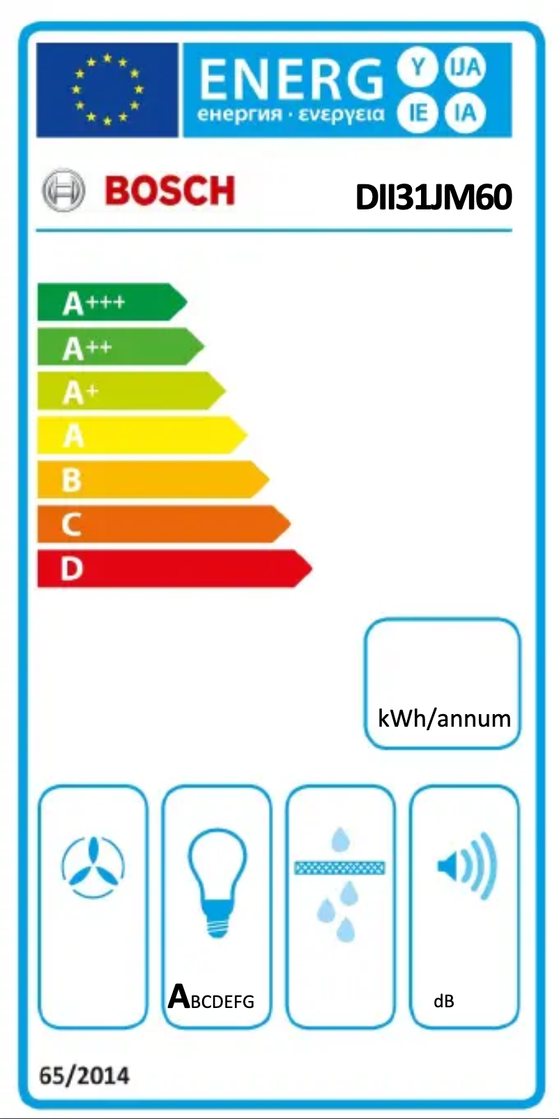 Page 1 of the manual Energy Label Bosch DII31JM60
