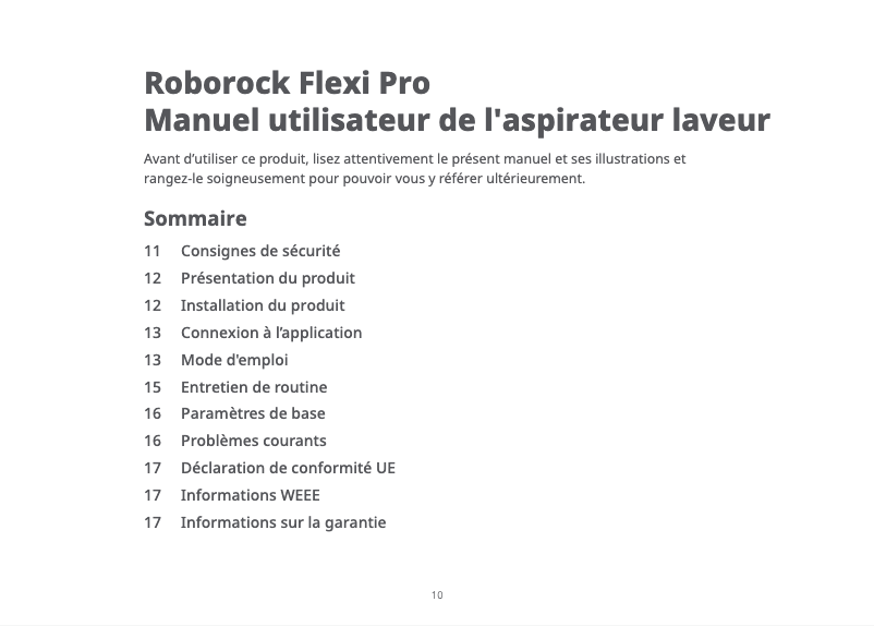 Page 1 of the manual User Manual Roborock Flexi Pro