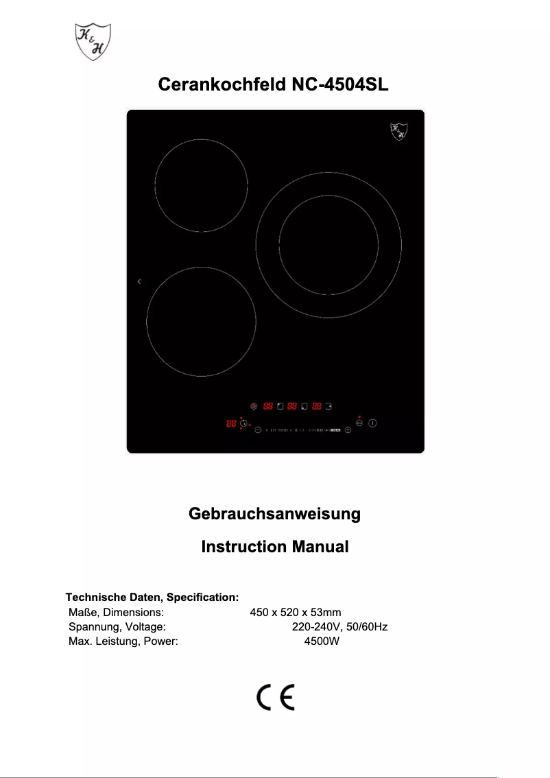 Page 1 of the manual User Manual K&H NC-4504SL