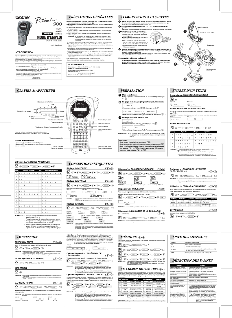 First page image of the manual for PT-900
