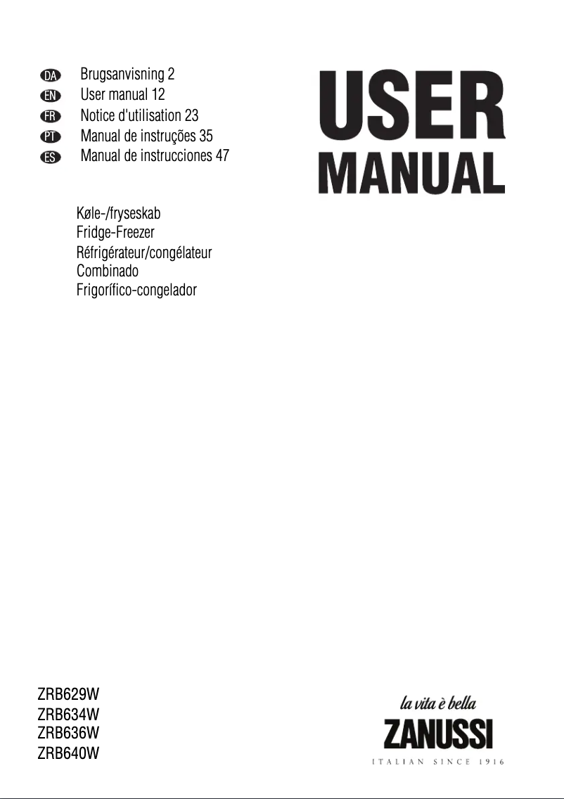 Page 1 of the manual User Manual Zanussi ZRB 636 W