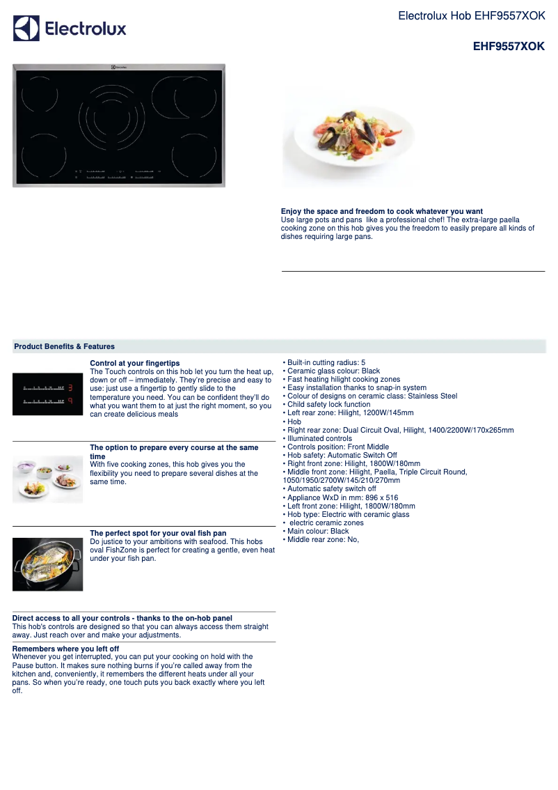Page 1 of the manual Technical Sheet Electrolux EHF9557XOK