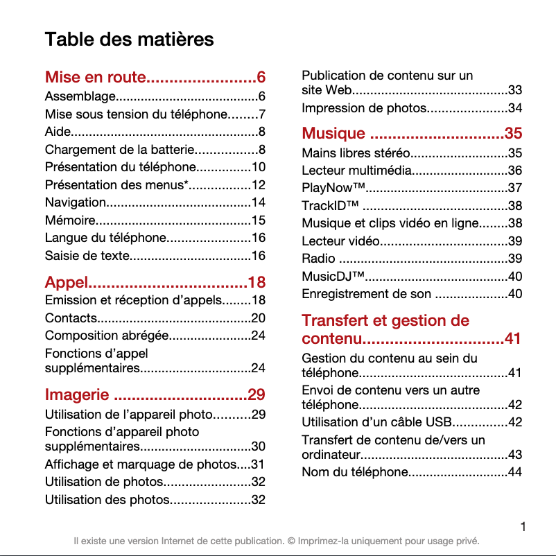 Page 1 of the manual User Manual Sony Ericsson T707