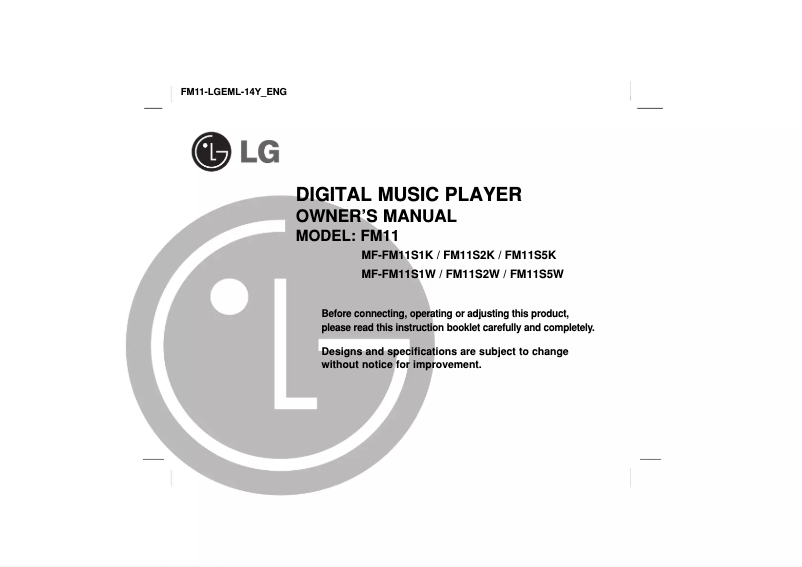 First page image of the manual for FM11