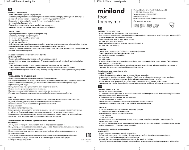 First page image of the manual for Food Thermy Mini Palms 89443