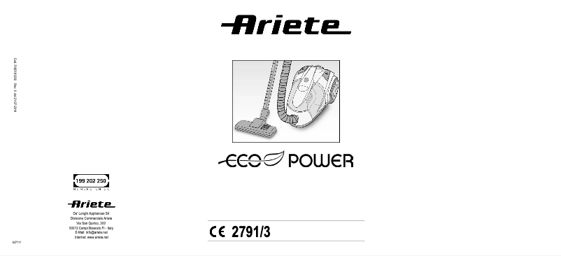 Page 1 of the manual User Manual Ariete Jetforce Eco 2791P