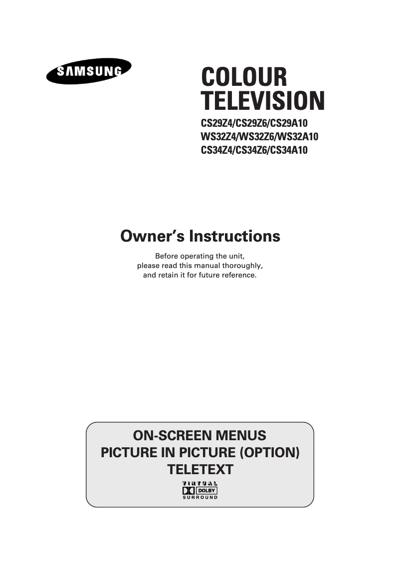 First page image of the manual for CS-29A10HW