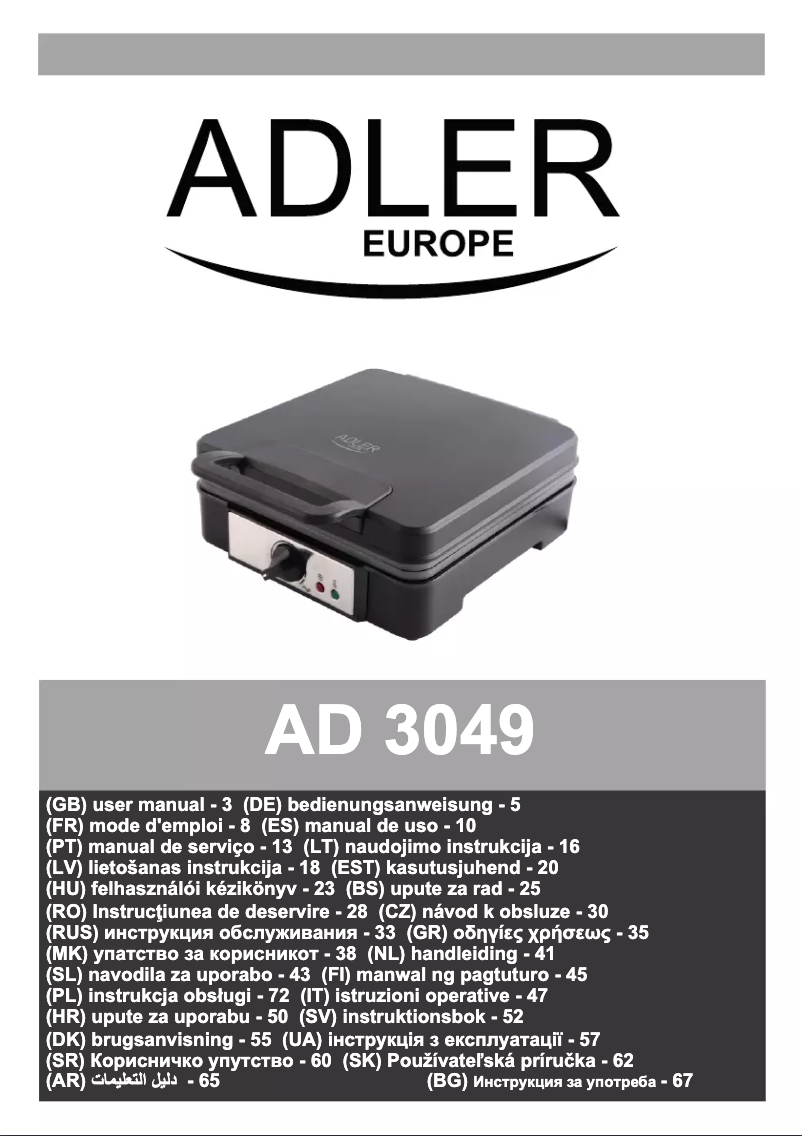 Page 1 of the manual User Manual Adler AD 3049