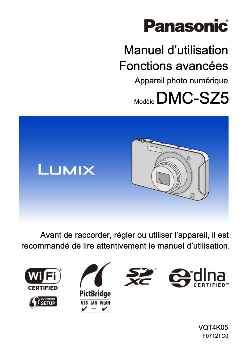 First page image of the manual for Lumix DMC-SZ5