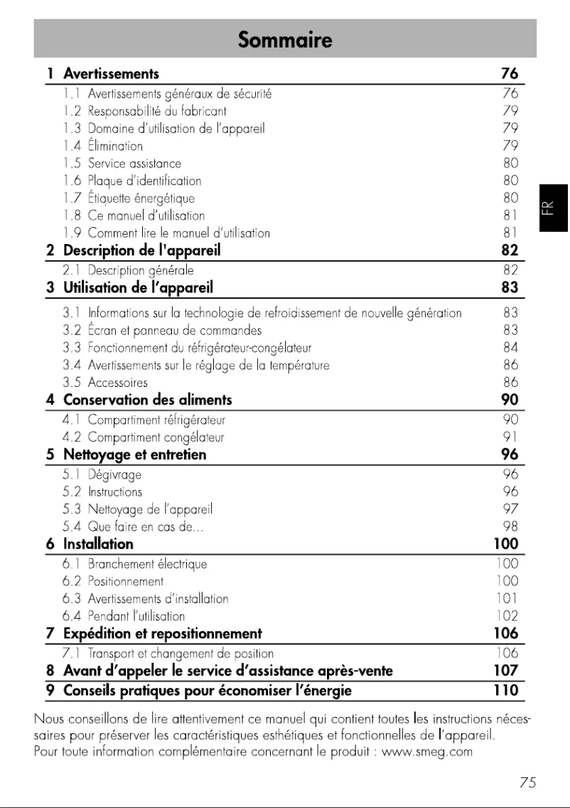 First page image of the manual for FA8005RAO5