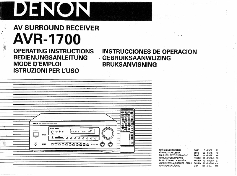 First page image of the manual for AVR-1700
