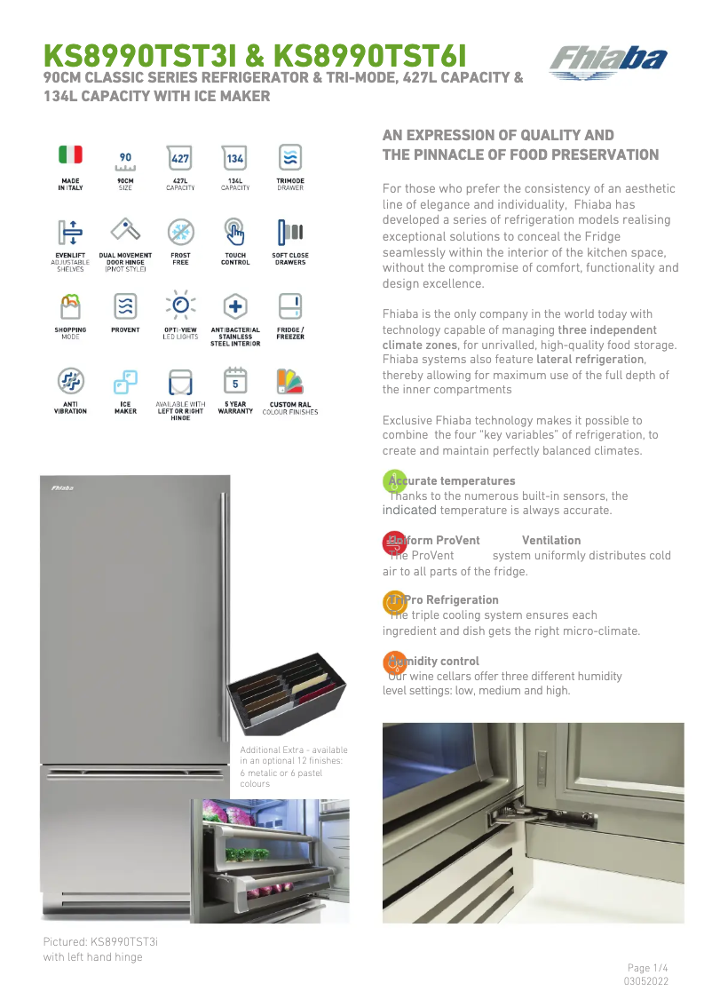 Page 1 of the manual Technical Sheet Fhiaba KS8990TST3IA