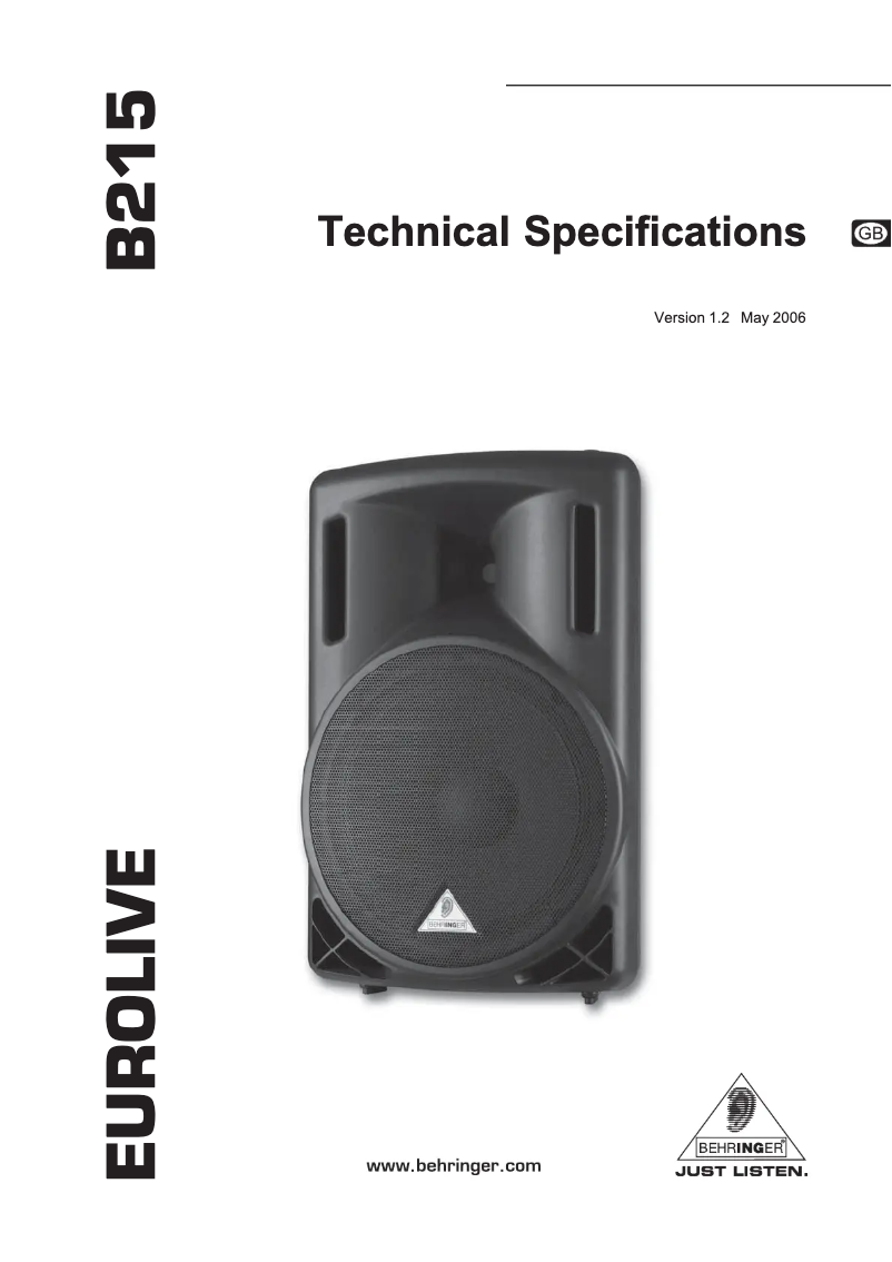 First page image of the manual for Eurolive B215