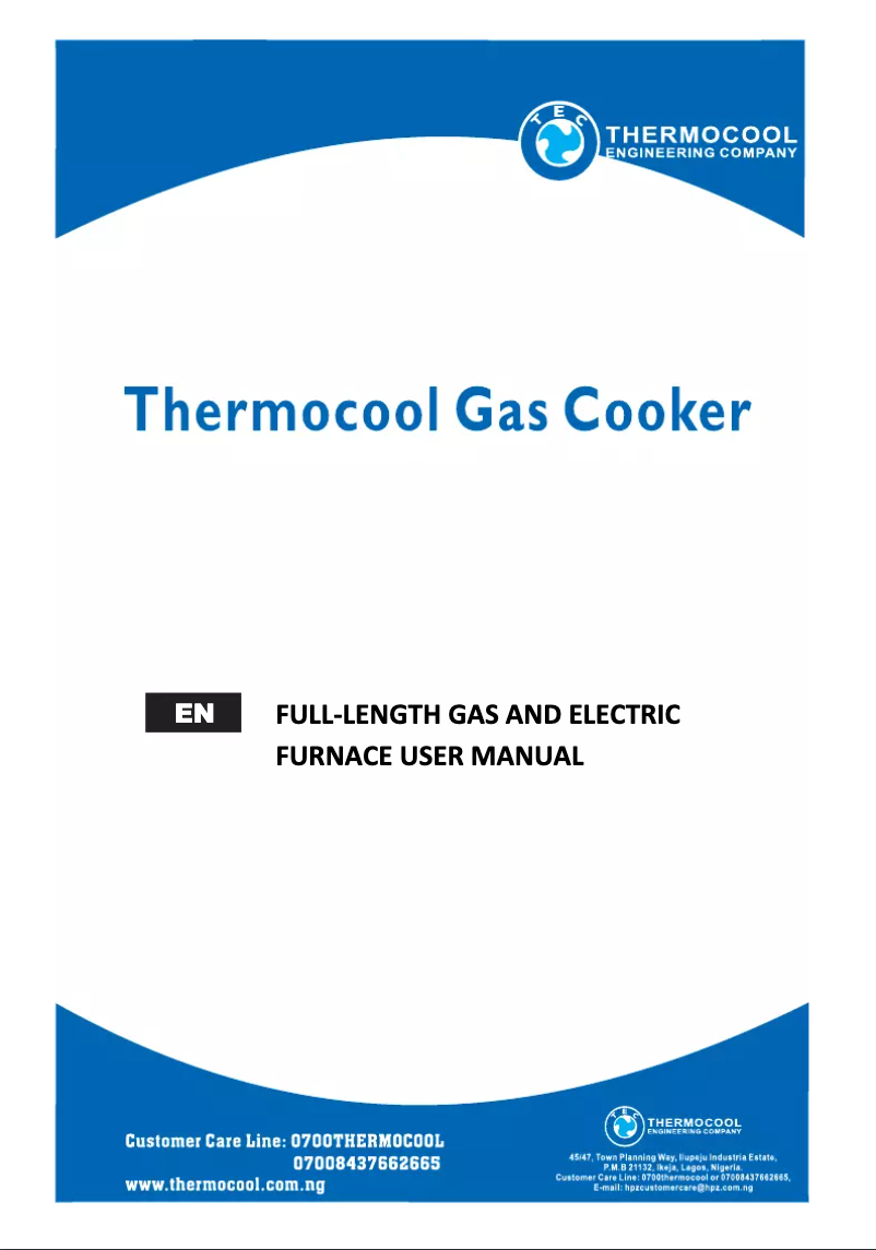 Page 1 of the manual User Manual Thermocool TPC 503G1E