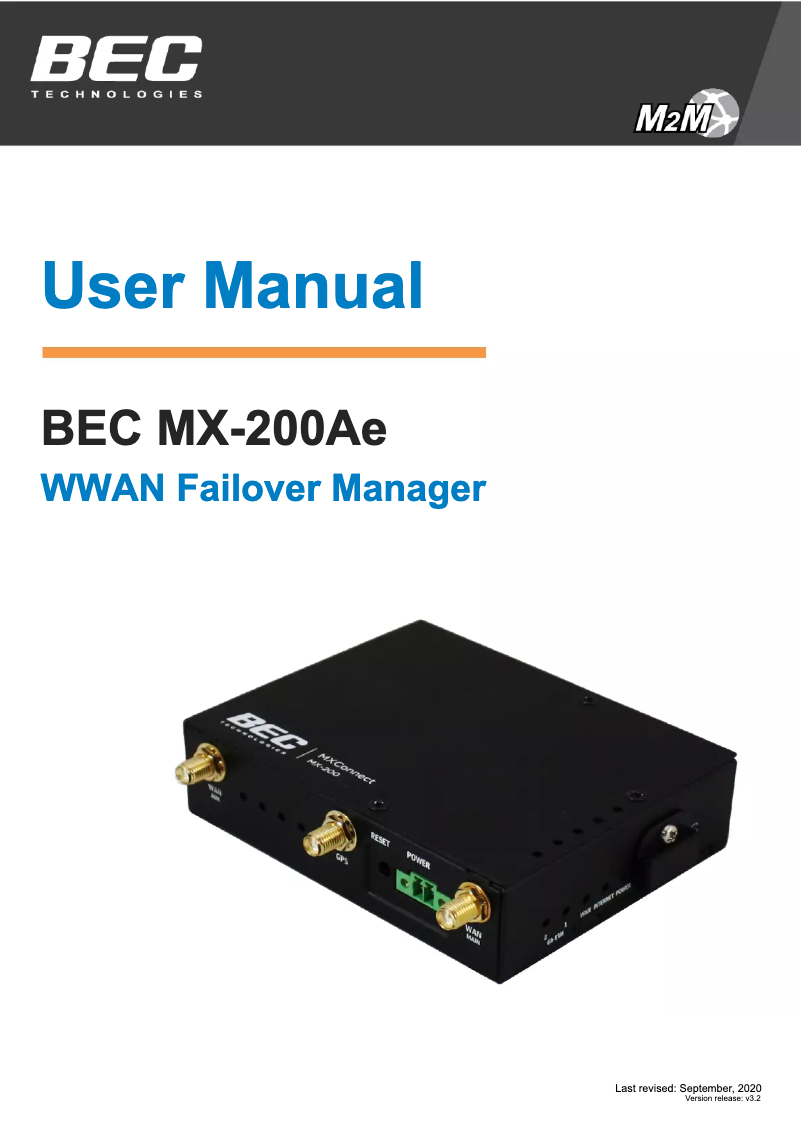 First page image of the manual for MX-200AE