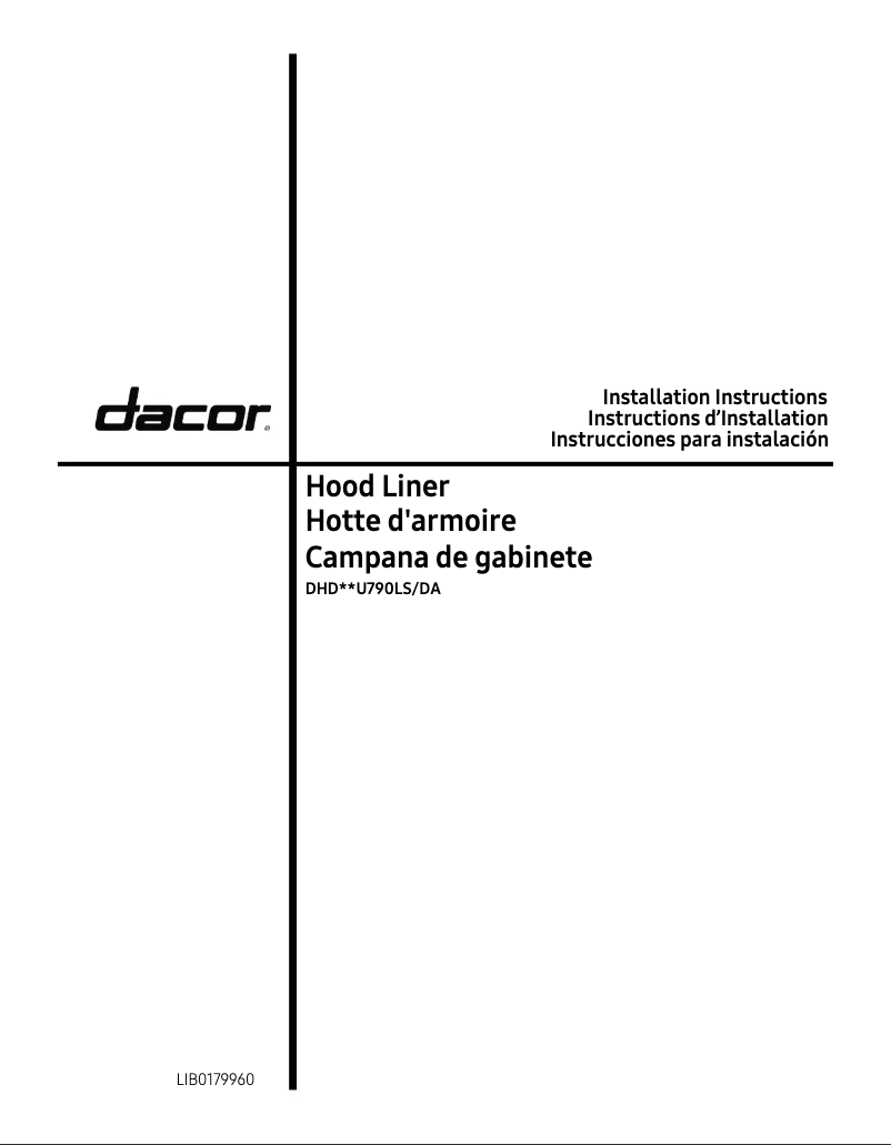 Page 1 of the manual Installation Guide Dacor DHD48U790LS