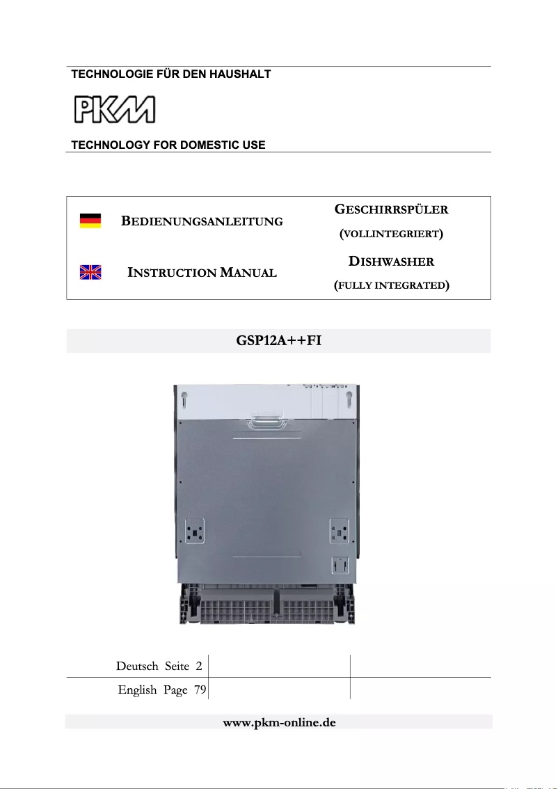 Page 1 of the manual User Manual PKM GSP12A++FI
