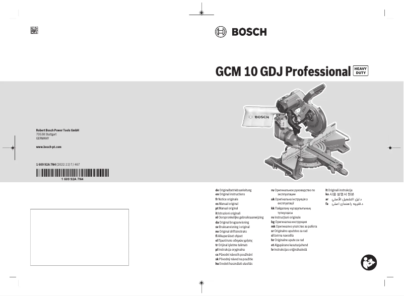 Page 1 of the manual User Manual Bosch GCM 10 GDJ Professional