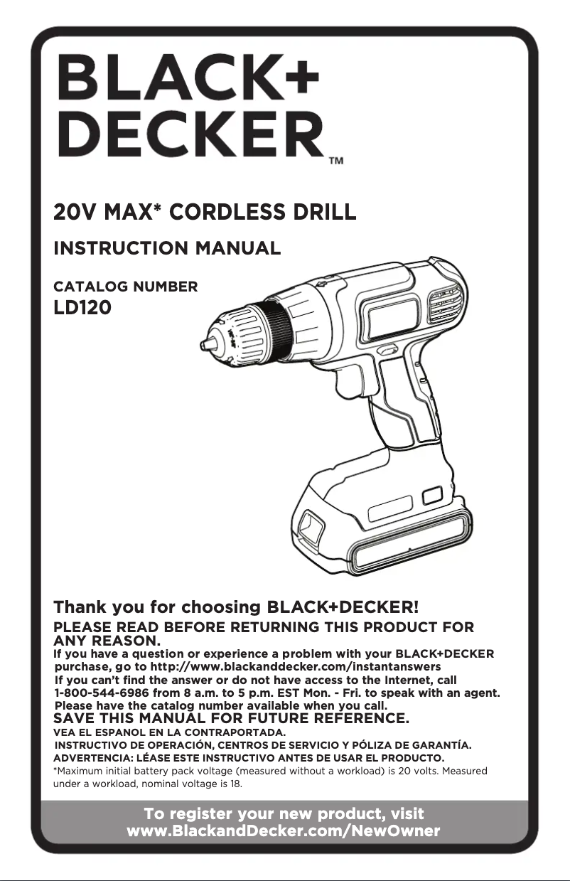 First page image of the manual for LD120