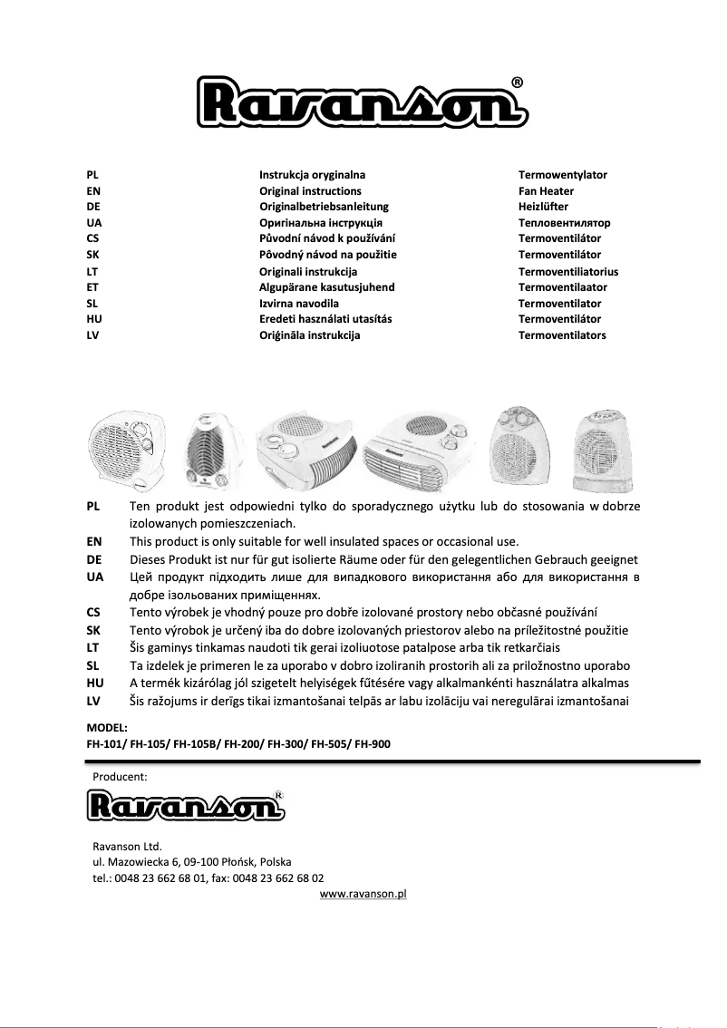 First page image of the manual for FH-101