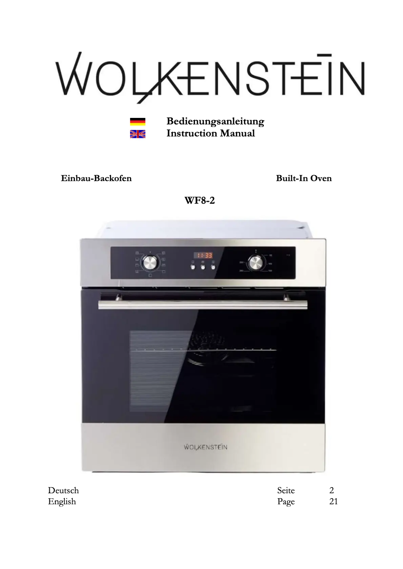 Page 1 of the manual User Manual Wolkenstein WF8-2