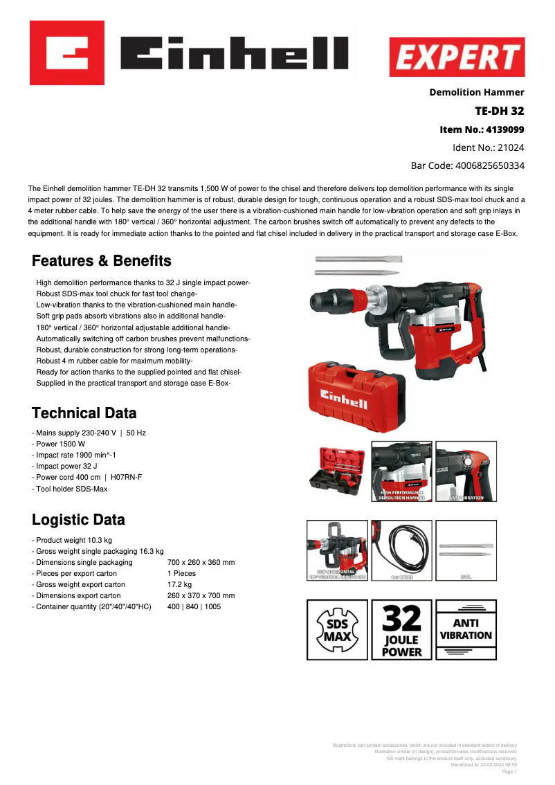 First page image of the manual for TE-DH 32