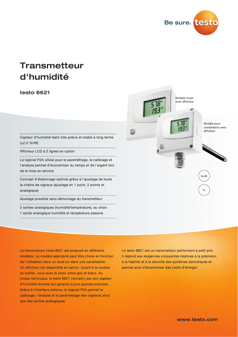 Page 1 of the manual Technical Sheet Testo 6621
