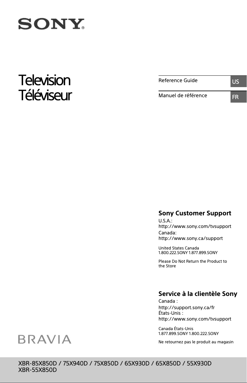 Page 1 of the manual User Manual Sony XBR-85X850D