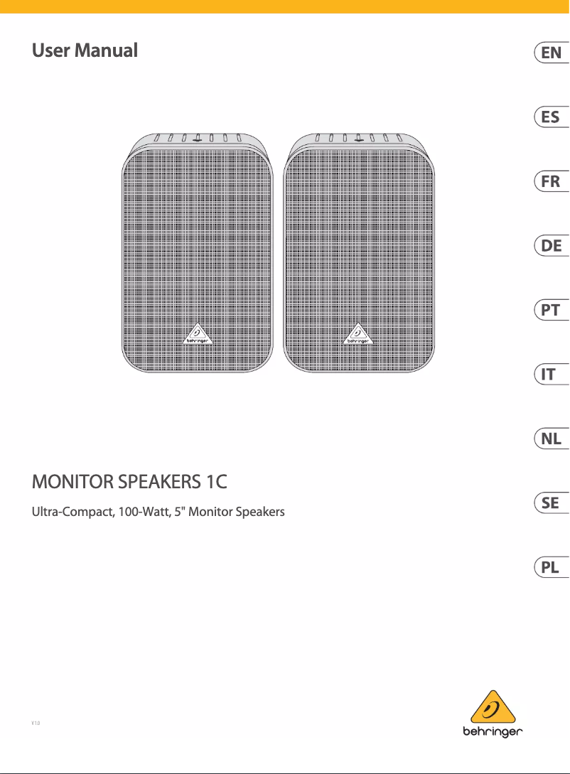 Page 1 de la notice Manuel utilisateur Behringer 1C
