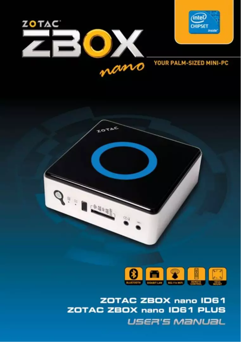 First page image of the manual for ZBOX nano ID61 Plus