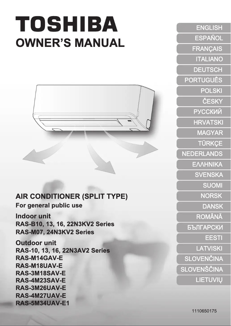 First page image of the manual for RAS-3M26UAV-E