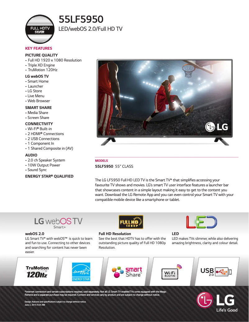 First page image of the manual for 55LF5950