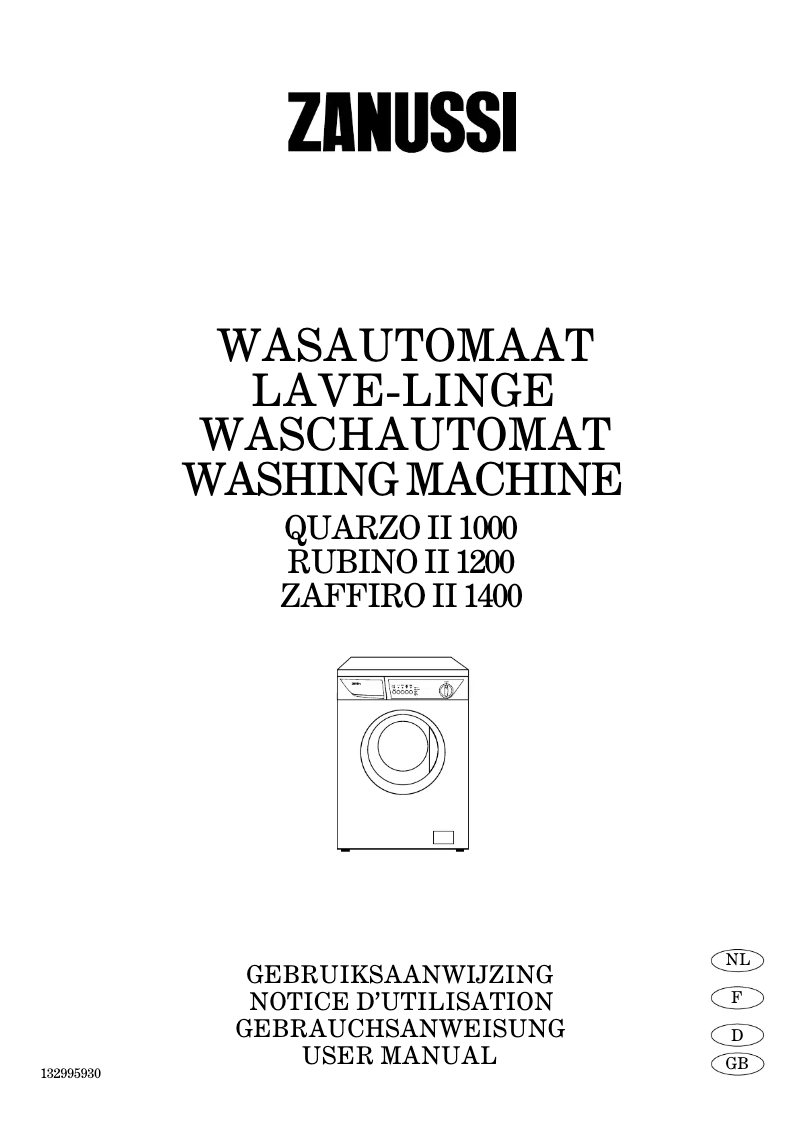 Page 1 of the manual User Manual Zanussi-Electrolux Rubino II 1200