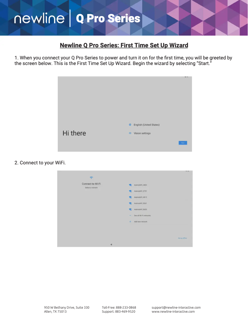 Page 1 of the manual Quick Start Guide Newline TT-9824QPRO