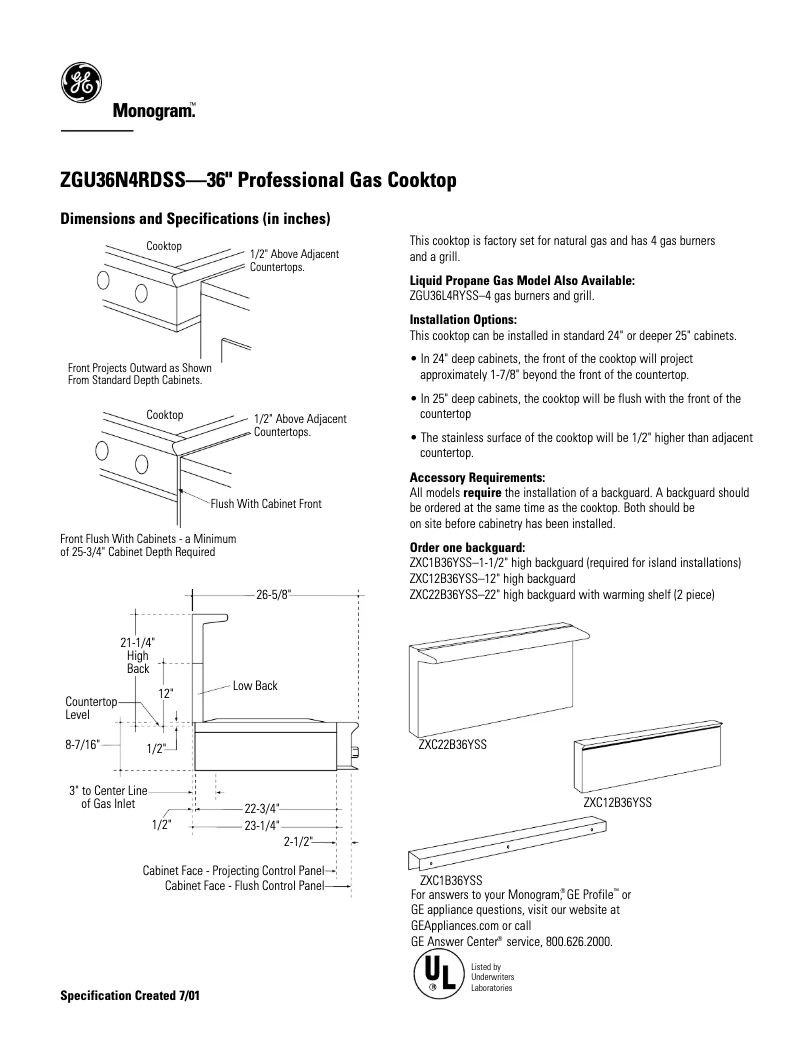 First page image of the manual for ZGU36N4RDSS