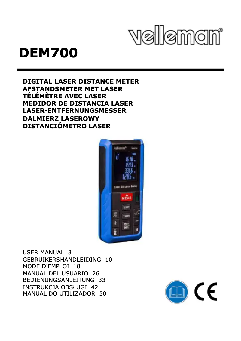 First page image of the manual for DEM700