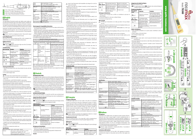 Page 1 of the manual User Manual Rossmax Qutie TG380