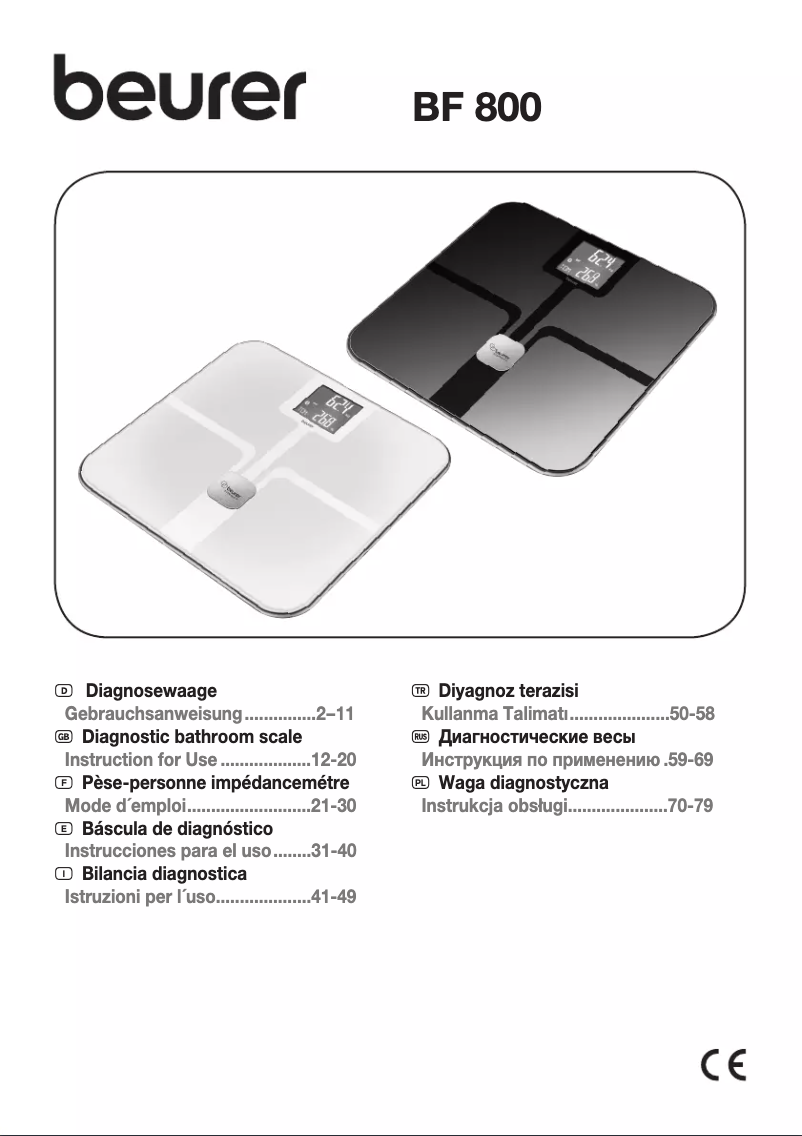First page image of the manual for BF 800