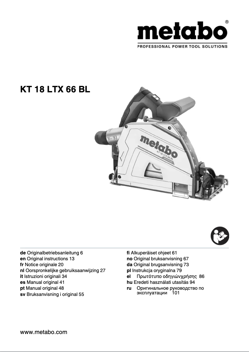 Page 1 of the manual User Manual Metabo KT 18 LTX 66 BL