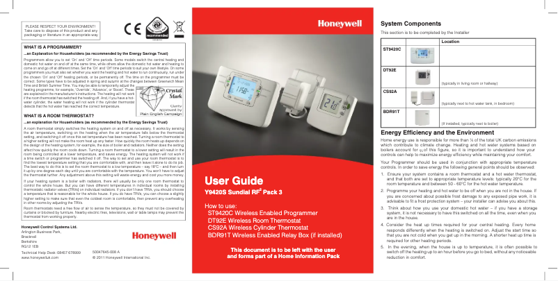 First page image of the manual for ST9420C