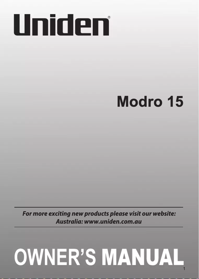 Page 1 of the manual User Manual Uniden Modro 15