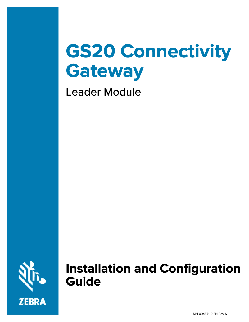 Page 1 of the manual Installation Guide Zebra GS20